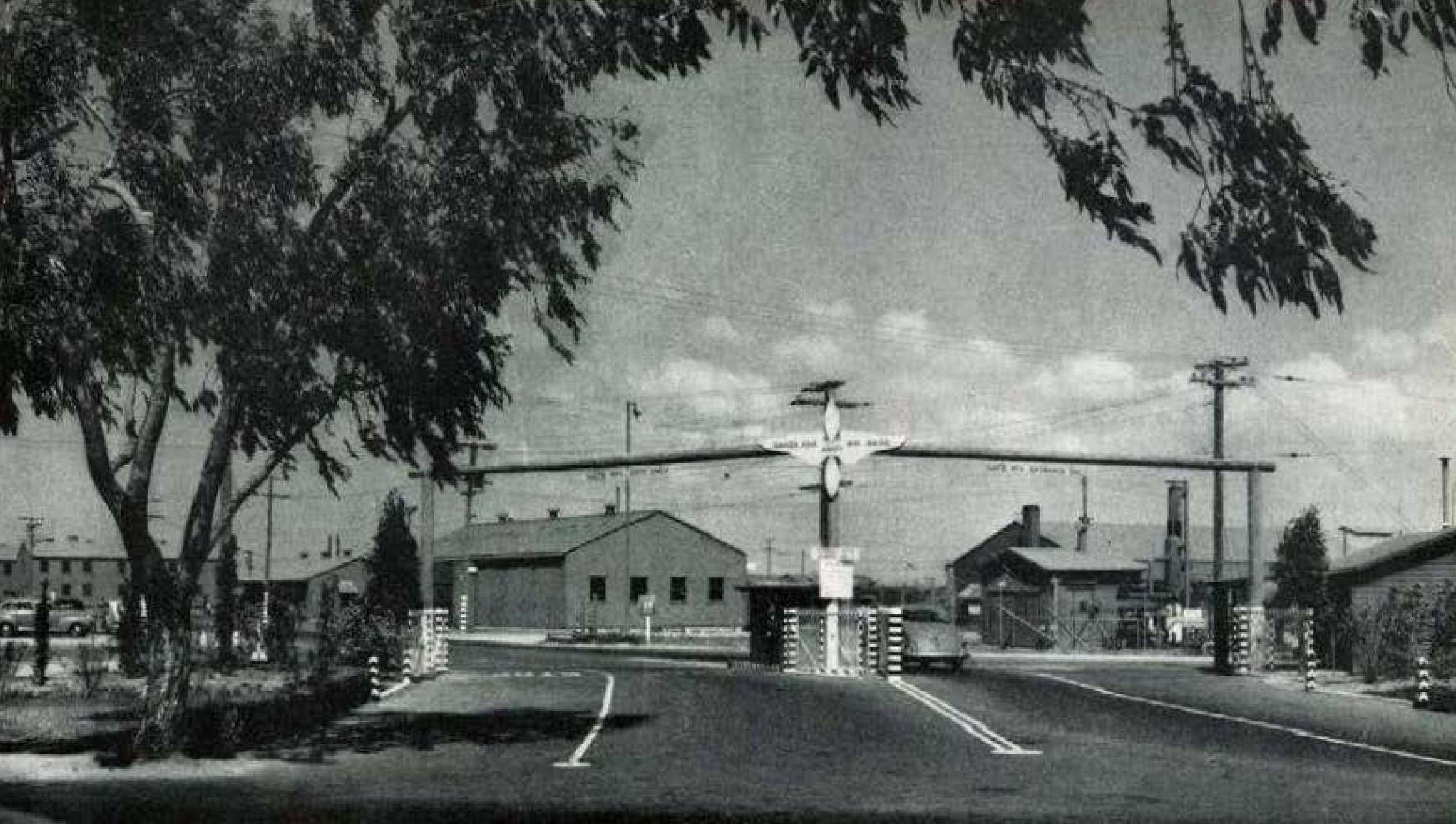 Main gate of Santa Ana Army Air Base, California, 1943, period photograph