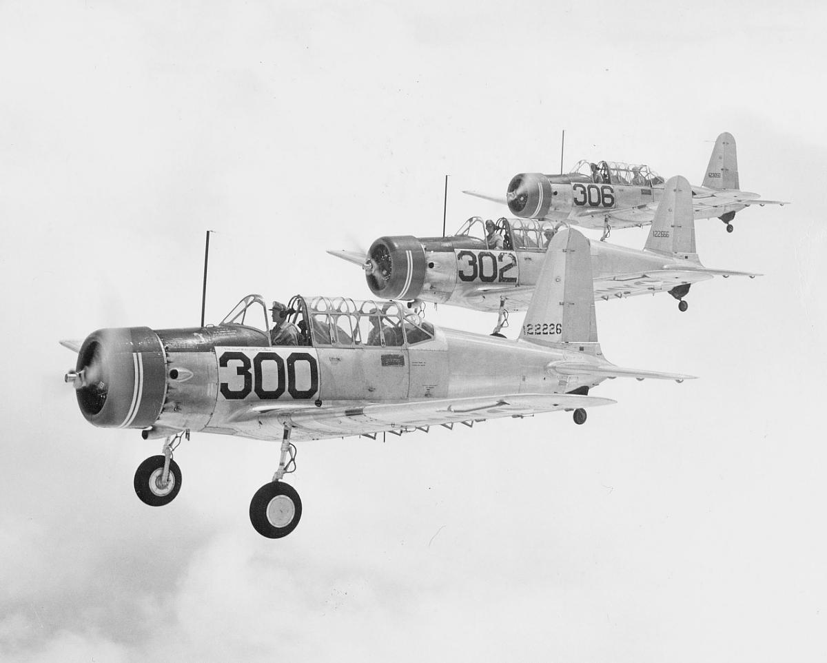 Vultee BT-13A Valiant in U.S. Army Air Forces markings, National Air and Space Museum collection